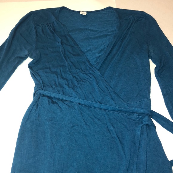 navy long sleeve wrap dress